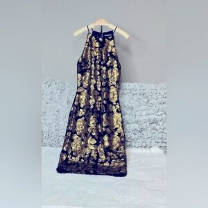Gianni Bini Black and Gold Backless Dress